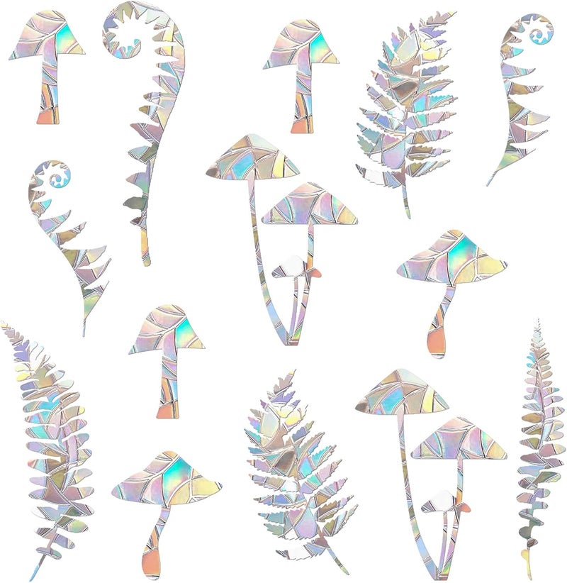 EACILLES 24 Pieces Static Window Clings Anti Collision Window Decals for Bird Strikes, Glass Door Window Stickers, Stop Birds Flying into Windows, Fern Style - Image 1
